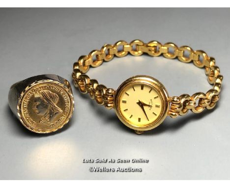 ROTARY MONACO LADIES WATCH AND SOVEREIGN RING