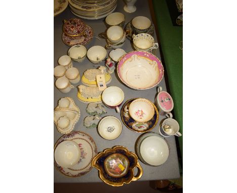 A collection of miscellaneous decorative ceramics etc., mostly 19th Century, including: tea bowls; specimen tea cups and sauc