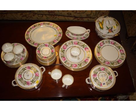 A Royal Worcester ''Royal Garden'' part dinner and tea service, comprising: tureens; serving plates; meat plates; sauce boat;