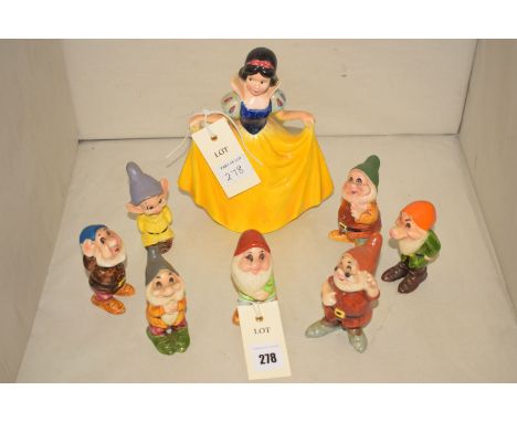 'Snow White and the Seven Dwarfs', a set of seven ceramic figures produced by Walt Disney, manufactured in Japan.