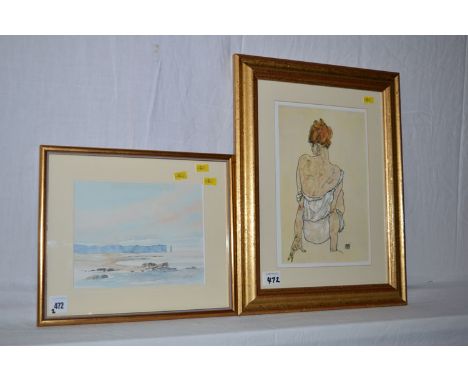 A watercolour, by G.R. McIntyre - "Sandwood Bay, North West Sutherland", signed; inscribed verso; together with a colour prin