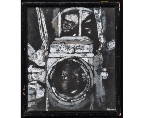A gouache, by David Peacock - "Camera Man", signed.