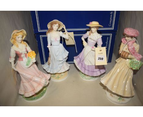Four modern Royal Worcester figurines, "Spring", "Summer",  "Autumn" and "Winter", with original boxes.