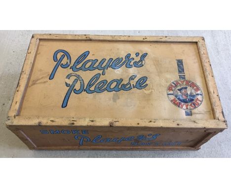 A vintage wooden Player's cigarette packing case. With L.N.E.R. railway labels to side. No bottom to case. Measures 83x48x29c