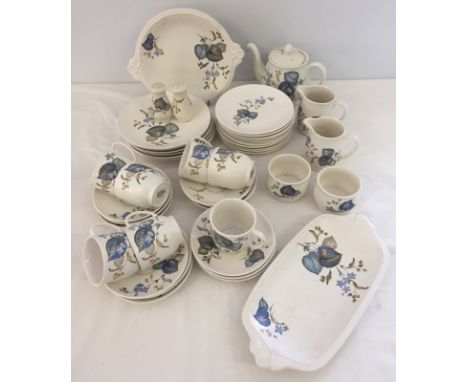 A good quantity of Sylvac Ware tea ware in the Lime grove pattern. Avon shape, with tea pot, 2 milk jugs, 2 sugar bowls, tea 