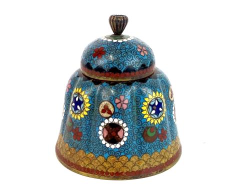 A mid 20th century Chinese cloisonne inkwell, H. 8cm.