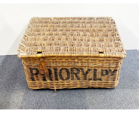 A large vintage laundry basket, 75 x 54 x 38cm.