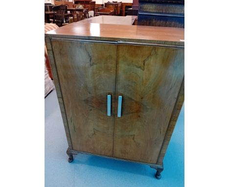 1920'S MAHOGANY ART DECO CUPBOARD 30 x 17 x 42" HIGH