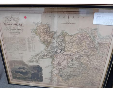 NEW MAP OF NORTH WALES 1820 - 22 BY THOMAS DIX SURVEYOR FRAMED 30 X 24