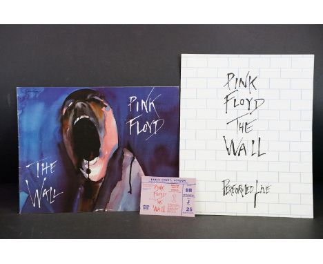 Memorabilia - Pink Floyd The Wall concert programmes for 1980 and 1981 tours plus ticket for Saturday 13th July 1981 at Earls