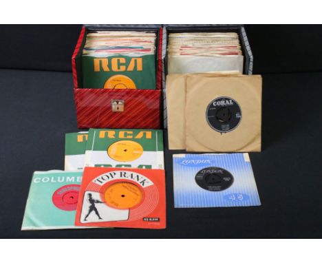 Vinyl - Over 100 mainly 1950s/60s rock &amp; roll 7" singles including Carl Mann (one sided London Records promo), Buddy Holl