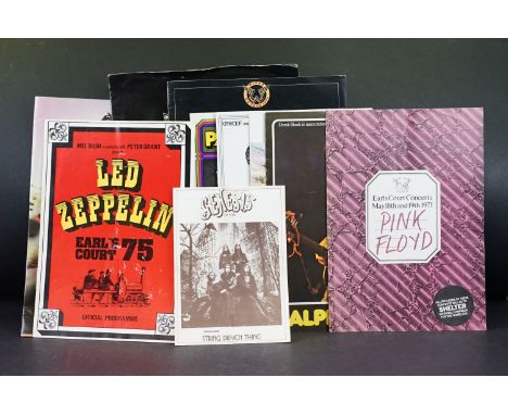 Memorabilia – 10 tour programmes to include Led Zeppelin Earls Court 1975 (front cover tatty), Pink Floyd Earls Court 1973, R