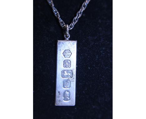 A hallmarked Silver Ingot and Silver chain 28g 