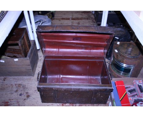 A vintage metal storage trunk, shipping unavailable 