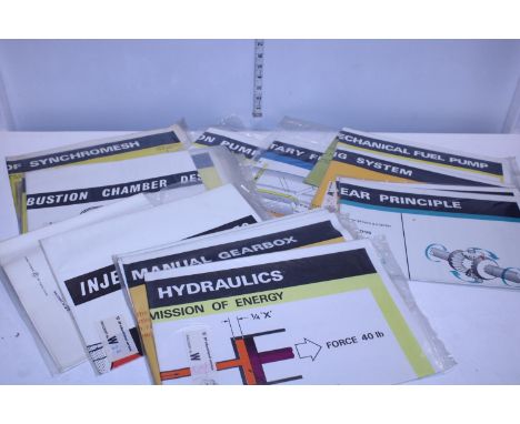 A large collection of sealed vintage BP educational wall charts all related to engine parts etc. 
