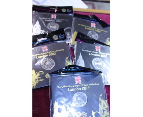 Five Royal Mint 2012 London Olympics £5 coins 