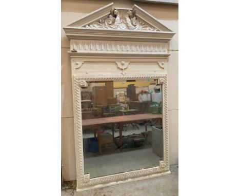 A 19th century painted architectural ballroom mirror. 102' h x 64' wide. Mirror cracked lower right