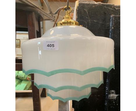 A three tier frosted glass hanging lamp