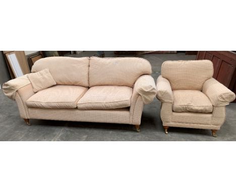 A good quality modern sofa, 84' long; with matching armchair