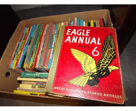 A box of children's albums predominantly 1970's to include Beano's Dandy, The Saint and Action Man together with some from th