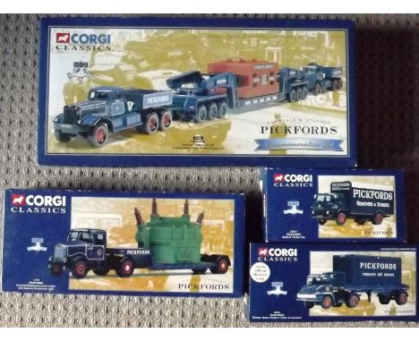 Four boxed Corgi diecast models, Pickfords Diamond T Ballast (x 2) with 24 wheel girder trailer & steel casting load # 55201,