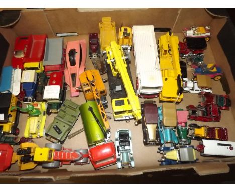 A collection of playworn vintage diecast model motor vehicles to include Dinky, Corgi, Matchbox and other