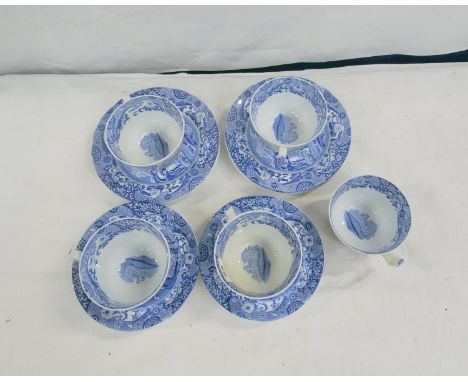 Five Copeland Spode Italian pattern breakfast trios and an additional saucer and side plate. 