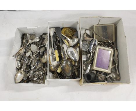 Collection of epns flatware, ladle, ep photo frame etc 