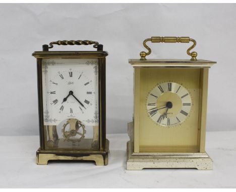 Schatz German 8 day carriage style mantel clock and another (2) 