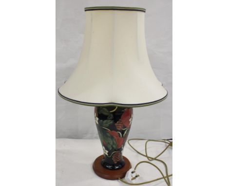 Modern Moorcroft style table lamp and shade&nbsp; (electrical testing and re wiring required) 