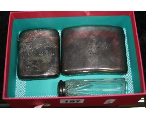 A GEORGE V SILVER CIGARETTE CASE OF CONCAVE FORM, engraved monogram, maker mark partially rubbed, Birmingham 1919, 4.1ozt, 13