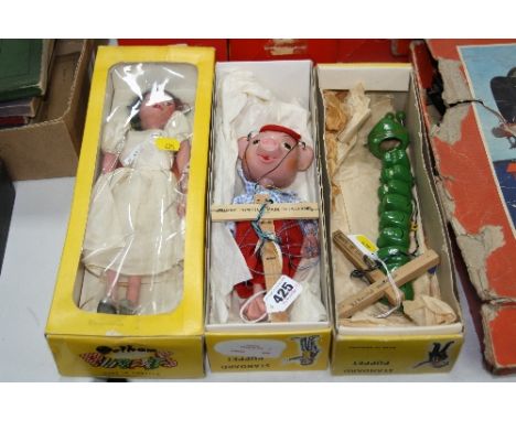 THREE BOXED PELHAM PUPPETS, SS9 Pinky, LB Caterpillar and SL Ballet Girl, all appear complete in good condition for their age