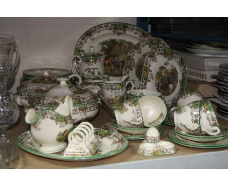 COPELAND SPODE 'SPODES BYRON' DINNERWARES, to include two tureens, two meat platters, two cake/sandwich plates, teapot, hot w