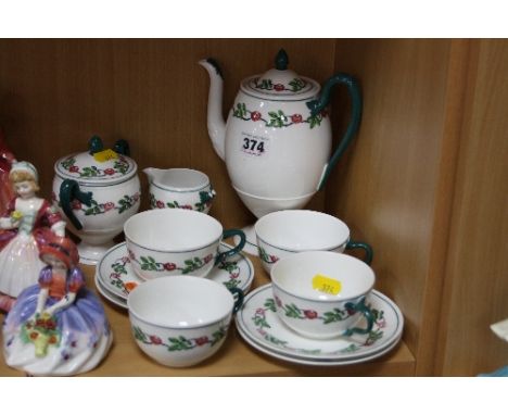 A WEDGWOOD PART COFFEE SET, pattern No/6920, to include coffee pot '24', covered sugar, cream jug (handle loose), four cups a