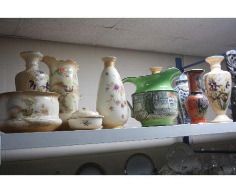 VARIOUS VASES, JUGS, PART WASH SET,etc, to include Royal Doulton 'Night Watchman', was jug, Crown Ducal, Crown Devon, Carlton