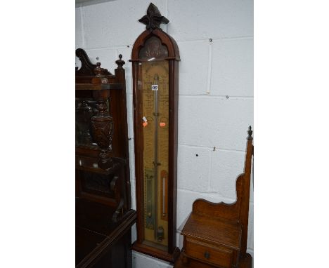 A VICTORIAN WALNUT CASED ADMIRAL FITZROY's BAROMETER, paper backed scales including rise fall and the atmosphere, approximate