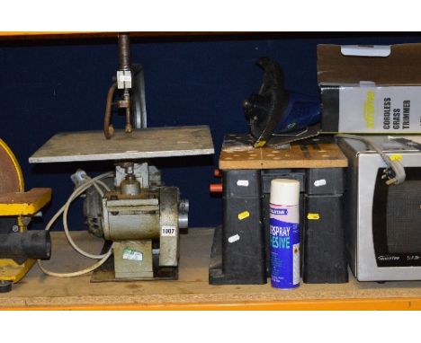 A VINTAGE SCROLL SAW, and a step tool box (2)