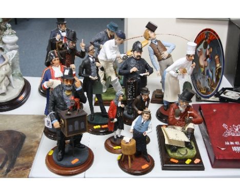 FOURTEEN FIGURES FROM THE FAIRWEATHER COLLECTION, to include Ltd edition Organ Grinder and Monkey No 222/750, 'John Bull' 67/