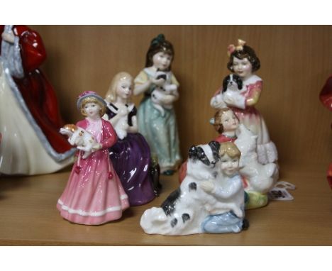 SIX SMALL ROYAL DOULTON FIGURES, 'Faithful Friend' HN3696, 'Home at Last' HN3697, 'Affection' HN2236, 'Home Again', HN2167, '