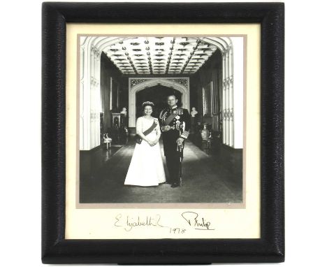 A signed Royal photograph,of HM Queen Elizabeth II and HRH Prince Philip, The Duke of Edinburgh, signed in ink 'Elizabeth R 1