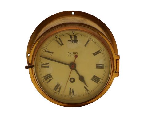 A Smiths Astral brass ships clock,with a single train movement,18.4cm diameterCondition ReportNot overwound and has been work