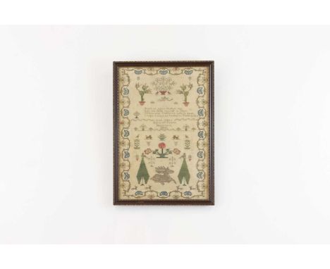 A needlework sampler,19th century, English, worked by 'Ann Gibbs, Blisworth [Northamptonshire] 1836', decorated in cross and 
