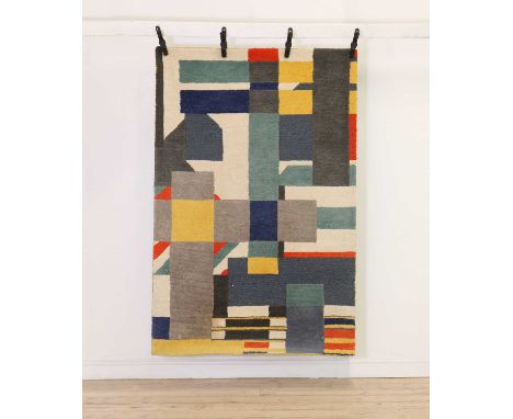 A contemporary rug, retailed by John Lewis, abstract design to a polychrome ground,181 x 119.5cm wideCondition ReportThick pi