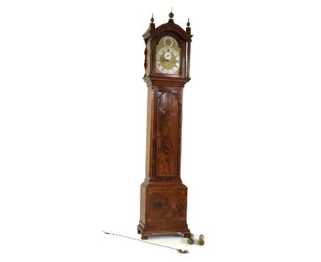 A George III mahogany 8-day longcase clock,the arched dial inscribed Robert Ward, London, with a silvered chapter ring, date 