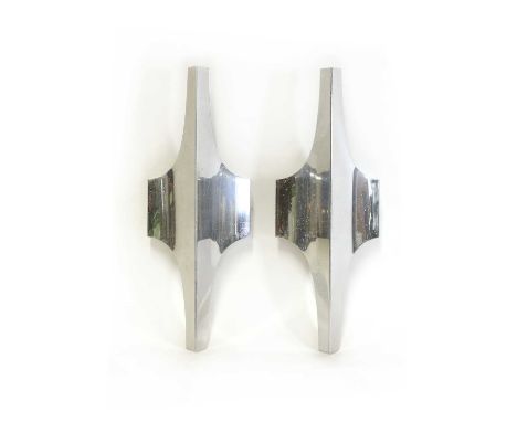 A pair of Italian wall lights,1970s, each with chrome details and fitted with one light,31.5cm high (2)Condition ReportSome t