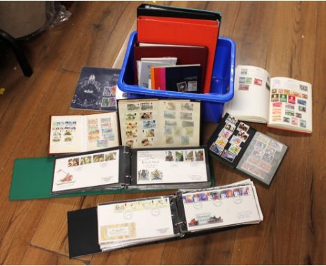 Collection of GB and world stamp albums, First Day covers etc 