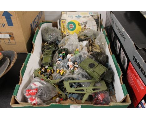 Collection of Airfix soldiers, Dinky and other Diecast and army vehicles etc