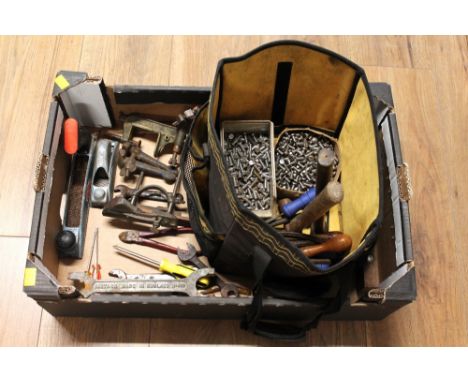 Collection of hand tools, tool bag etc 
