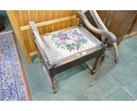 Victorian tapestry topped work chair