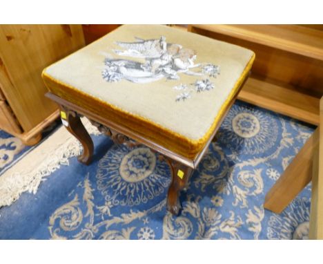 Victorian stool with tapestry topped seat